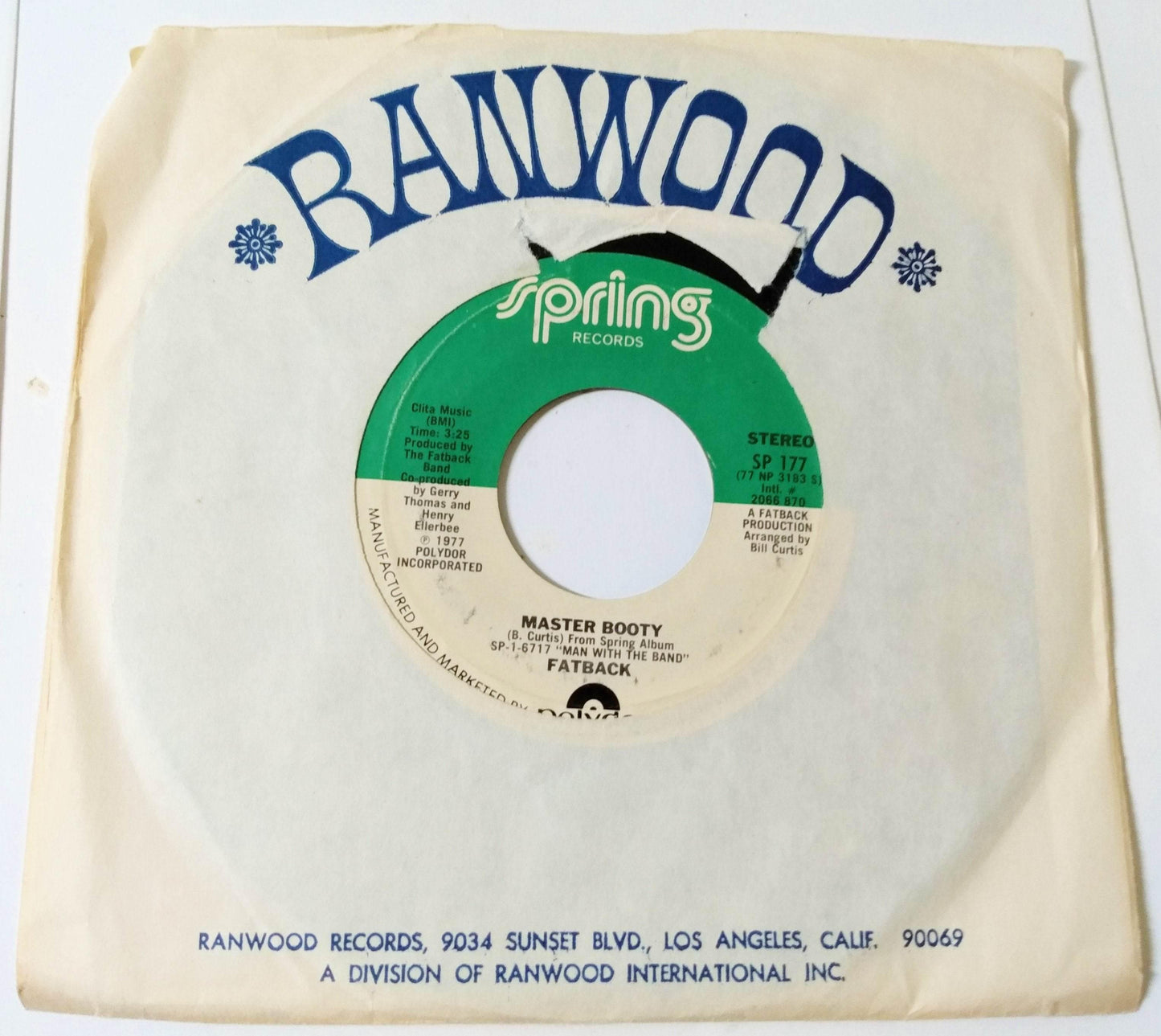 Fatback Master Booty / Zodiac Man Disco Funk 7" Vinyl 1977 - TulipStuff