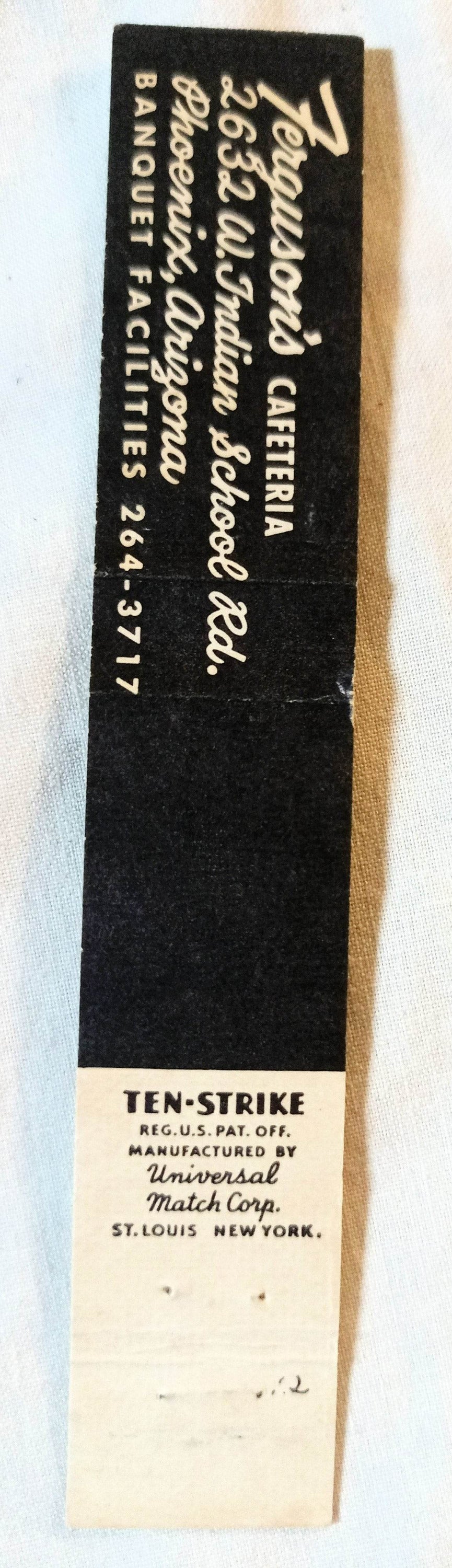 Ferguson's Cafeteria Phoenix Arizona Matchbook Cover Early 1960's TulipStuff