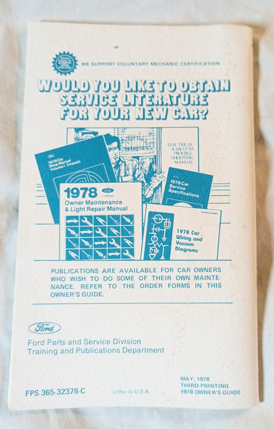 1978 Ford Fairmont Original Owner's Manual User Guide - TulipStuff