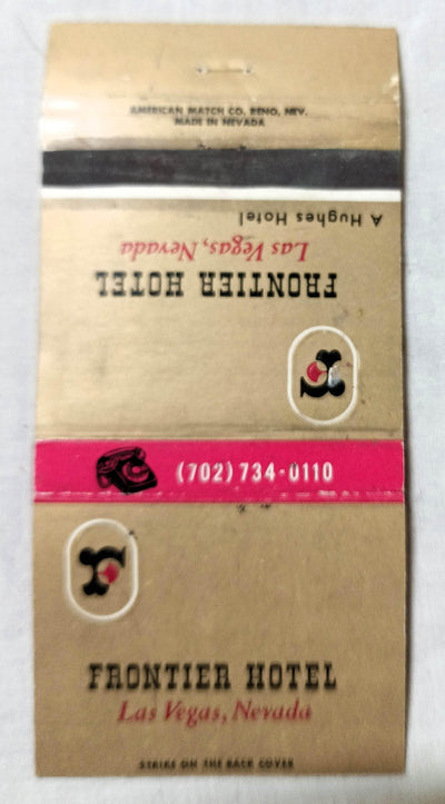 Frontier Hotel Hughes Hotels Las Vegas Nevada Matchbook Cover 1970 - TulipStuff