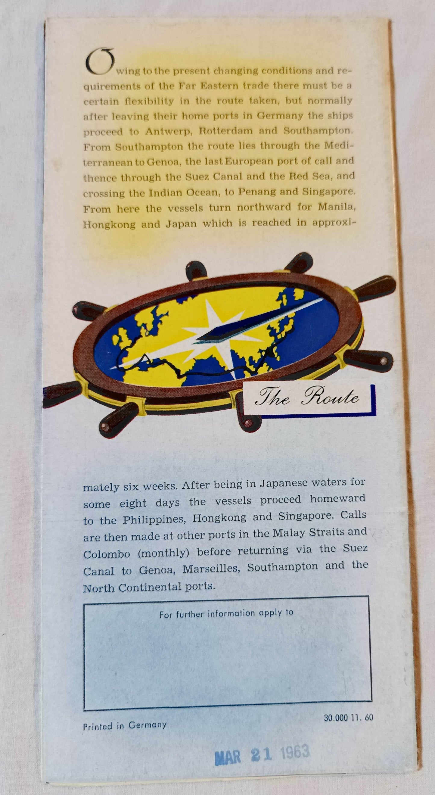 North German Lloyd Hamburg-American Line Far East Cruise Brochure 1960 - TulipStuff