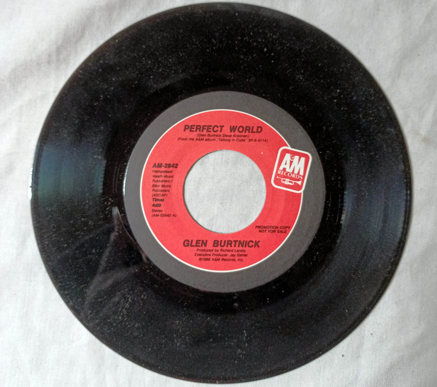 Glen Burtnick Perfect World AOR Rock 7" Vinyl AM-2842 1986 Promo - TulipStuff