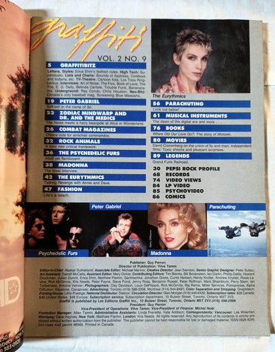 Graffiti Magazine August 1986 Eurythmics Madonna Psychedelic Furs - TulipStuff