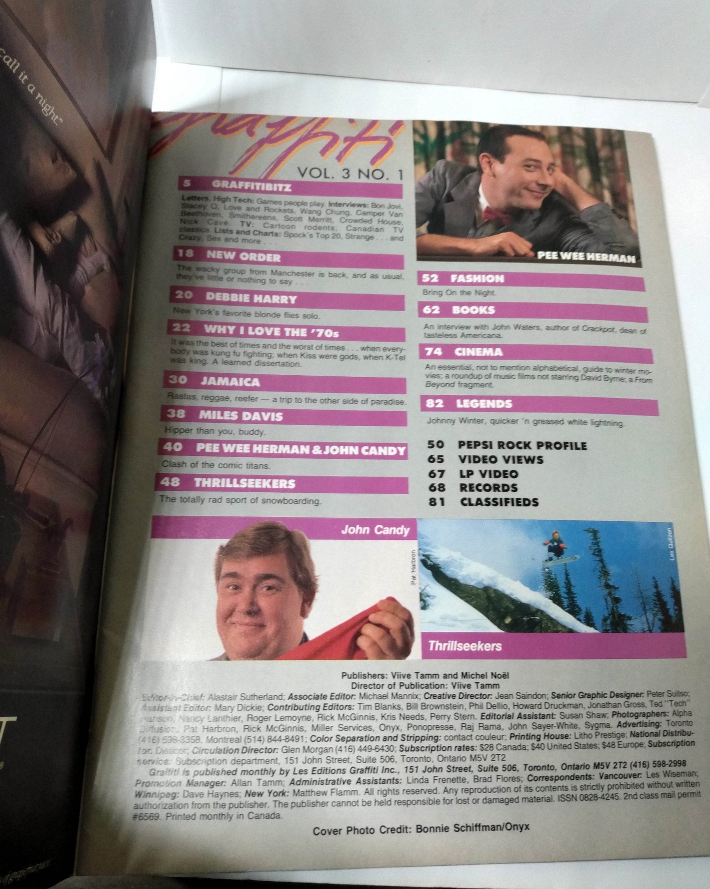 Graffiti Magazine January 1987 Pee Wee Herman John Candy Debbie Harry - TulipStuff