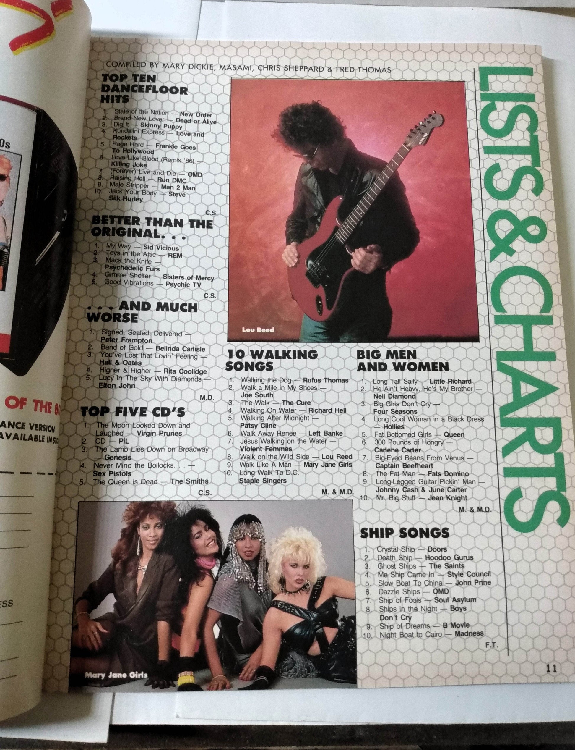 Graffiti November 1986 Canadian Music Magazine Cyndi Lauper REM B52s - TulipStuff