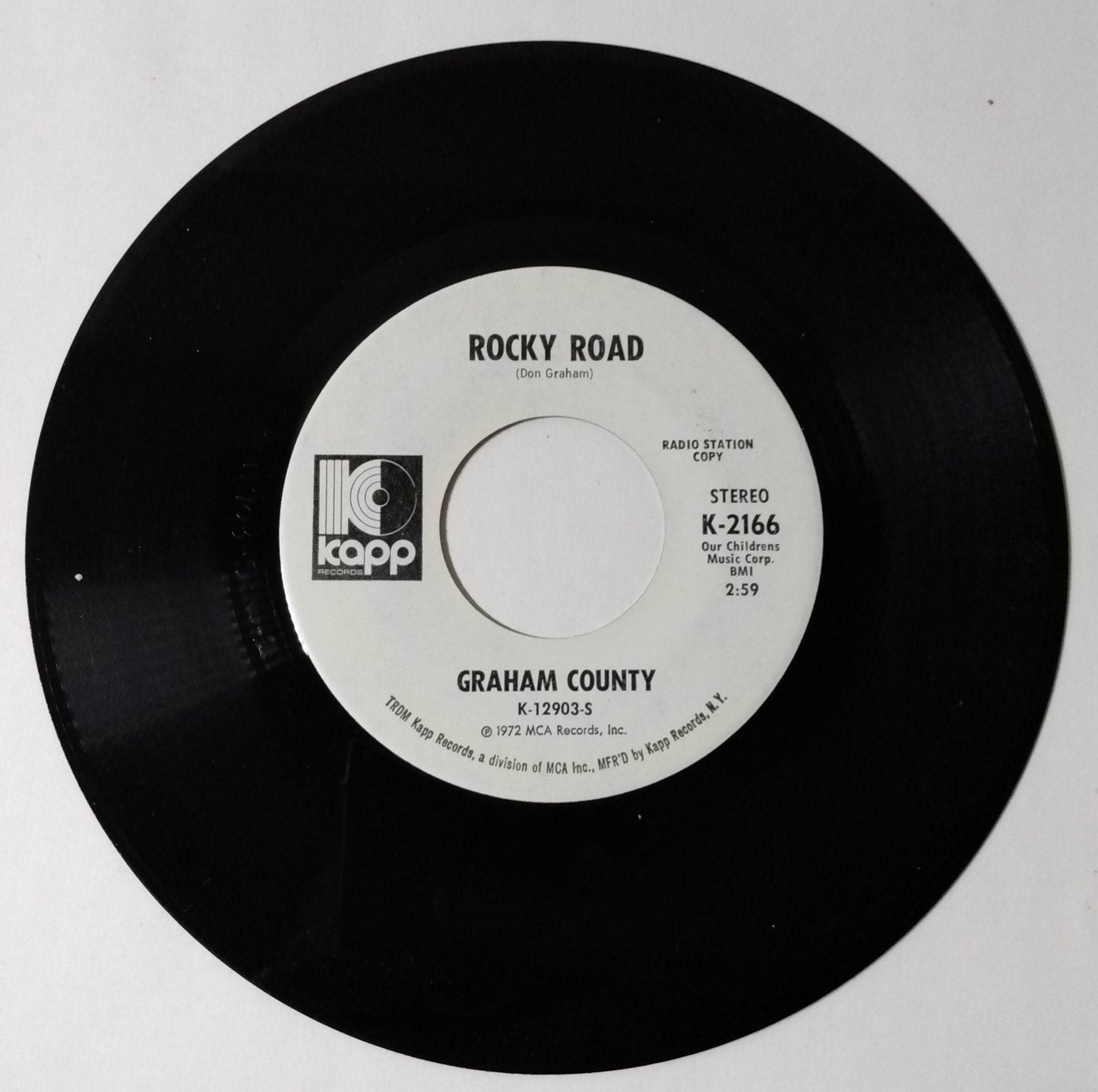 Graham County Colorado / Rocky Road Country Rock 7" Vinyl Kapp Promo 1972 - TulipStuff