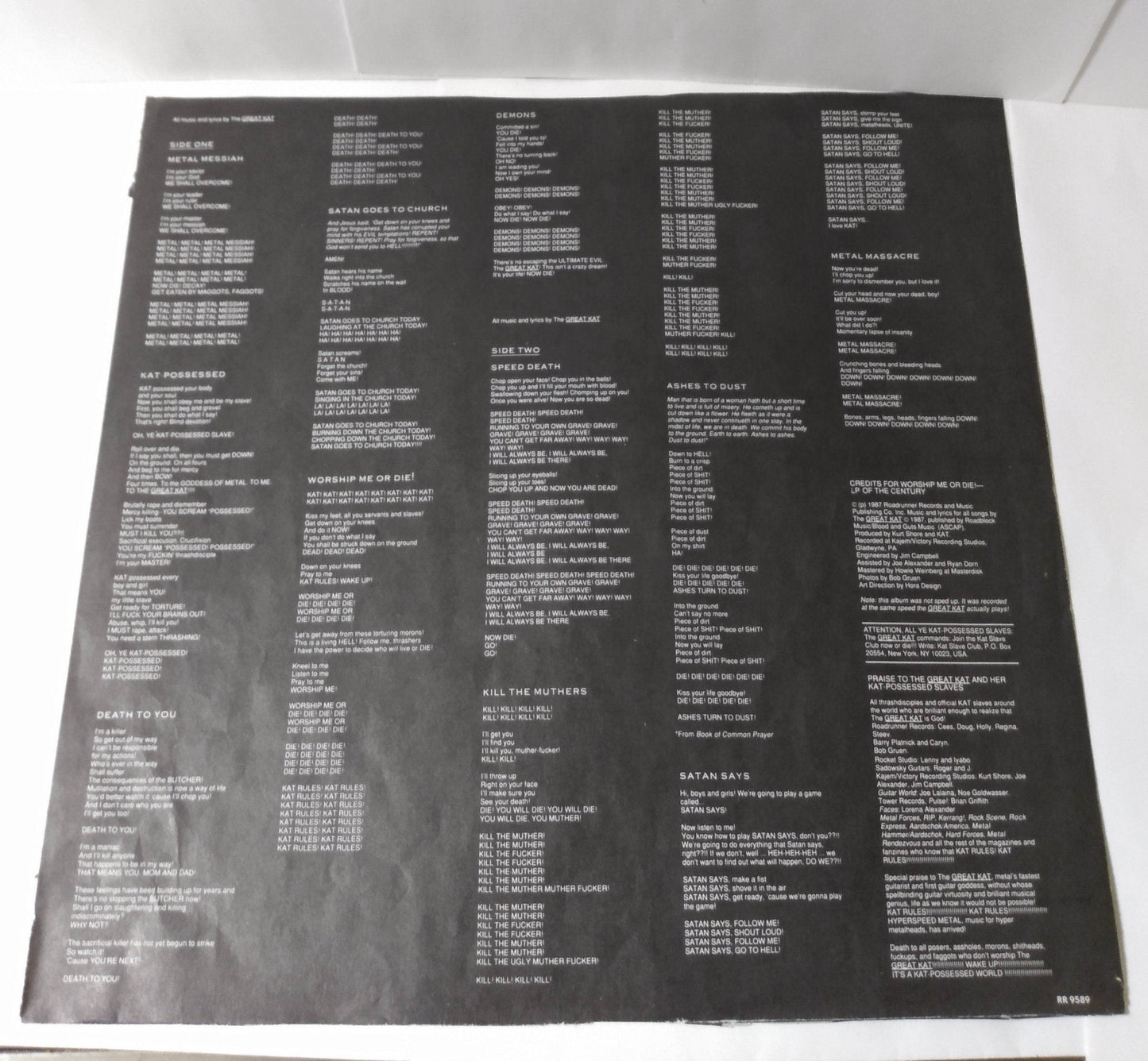 The Great Kat Worship Me Or Die Thrash Metal 12 inch Vinyl LP 1987 - TulipStuff