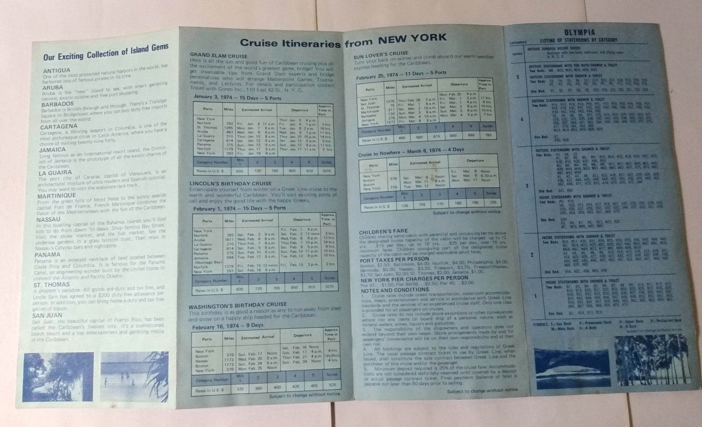 Greek Line TSS Olympia 1974 Winter Cruises From New York Brochure - TulipStuff