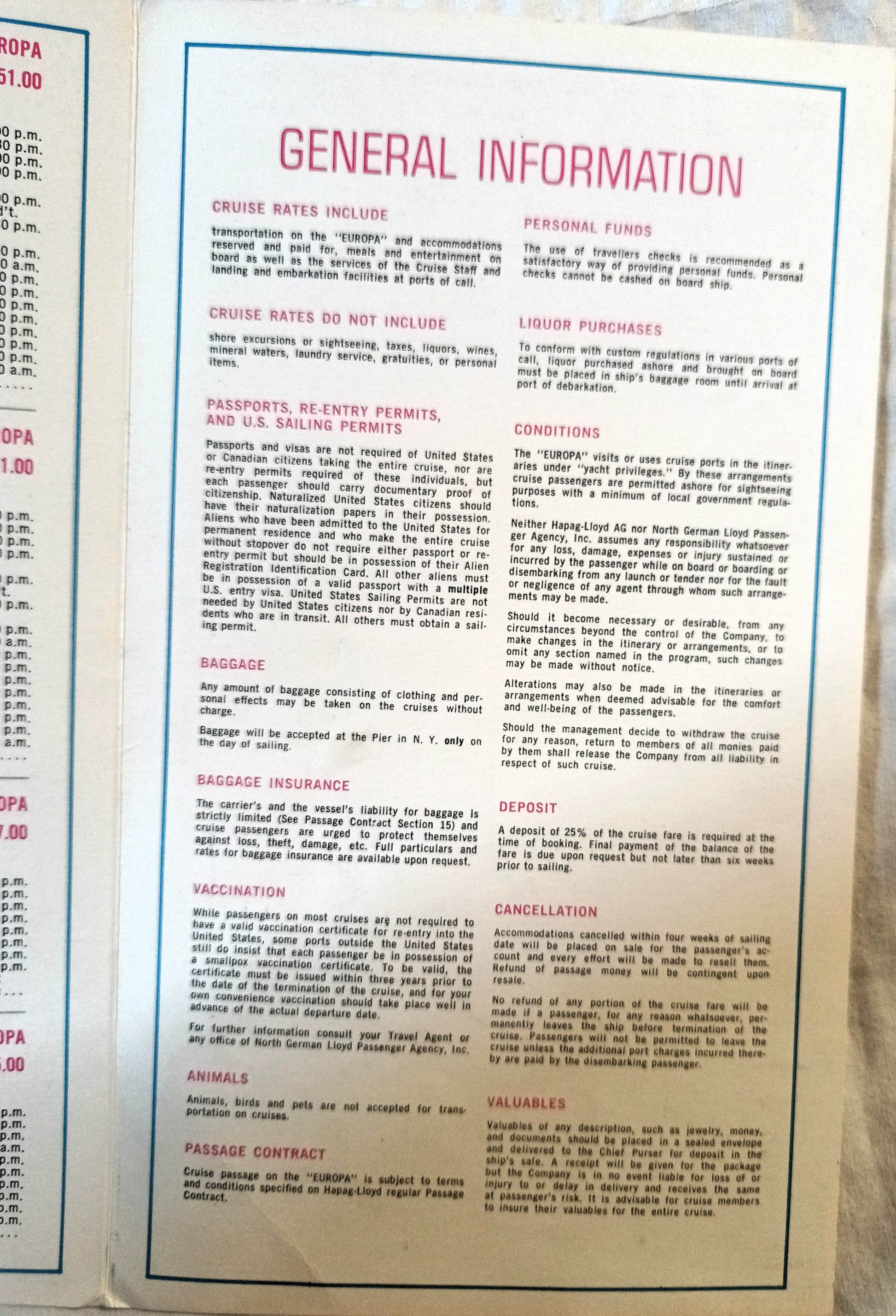 Hapag-Lloyd MS Europa Caribbean Cruises Brochure 1973 - TulipStuff