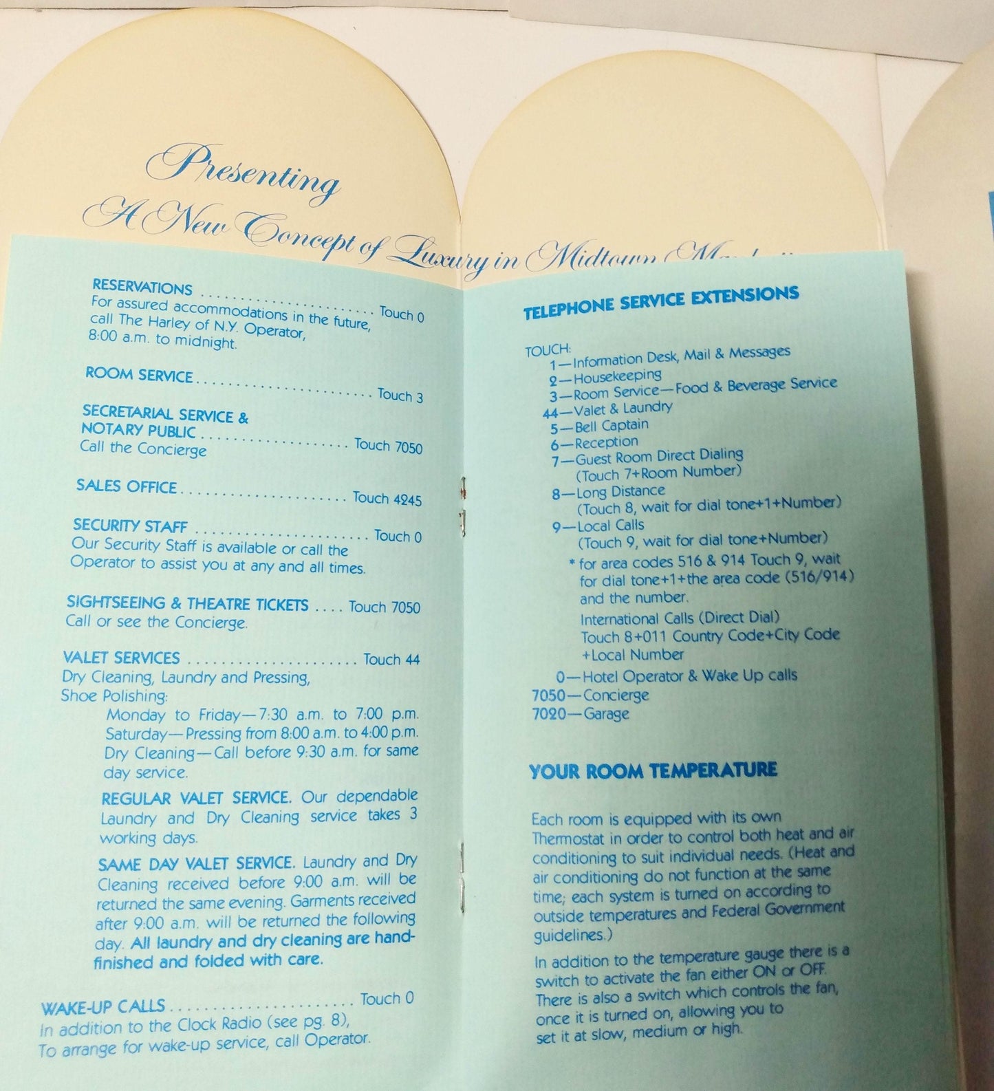 The Harley Of New York A Helmsley Hotel Guest Services Guide 1982 - TulipStuff