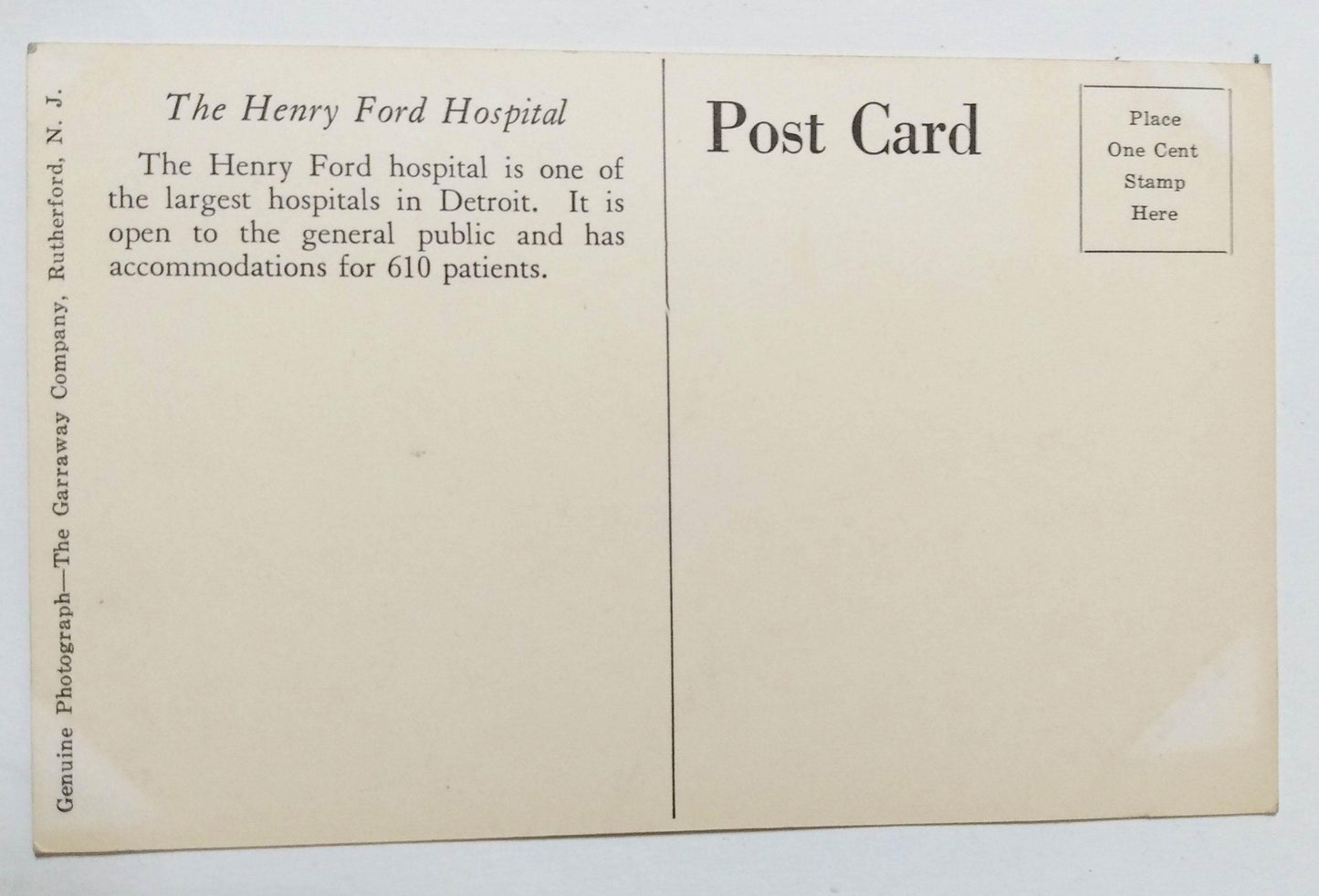 Henry Ford Hospital Detroit Michigan Real Photo Postcard 1940's - TulipStuff