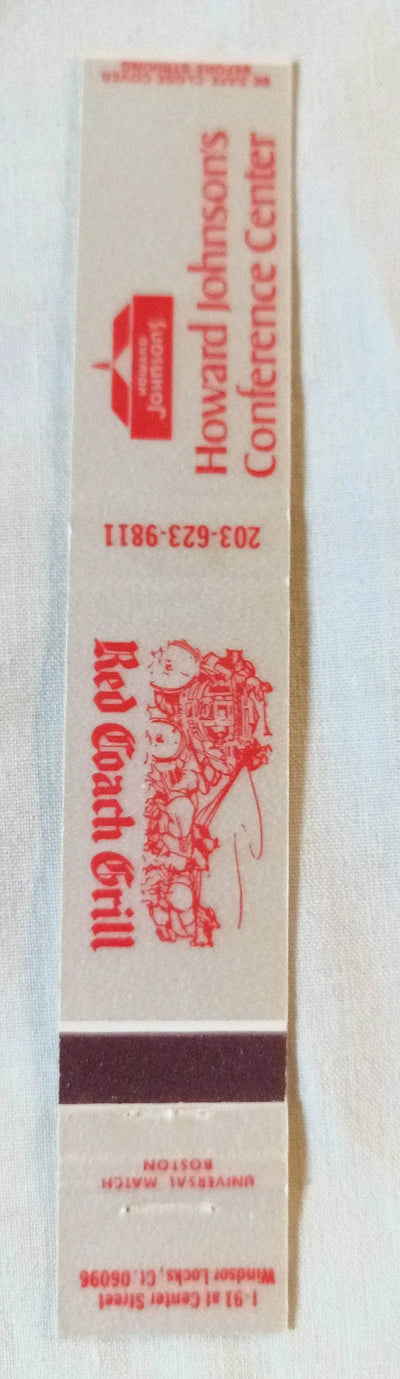 Howard Johnson's Red Coach Grill Windsor Locks Matchbook Cover 1980's - TulipStuff