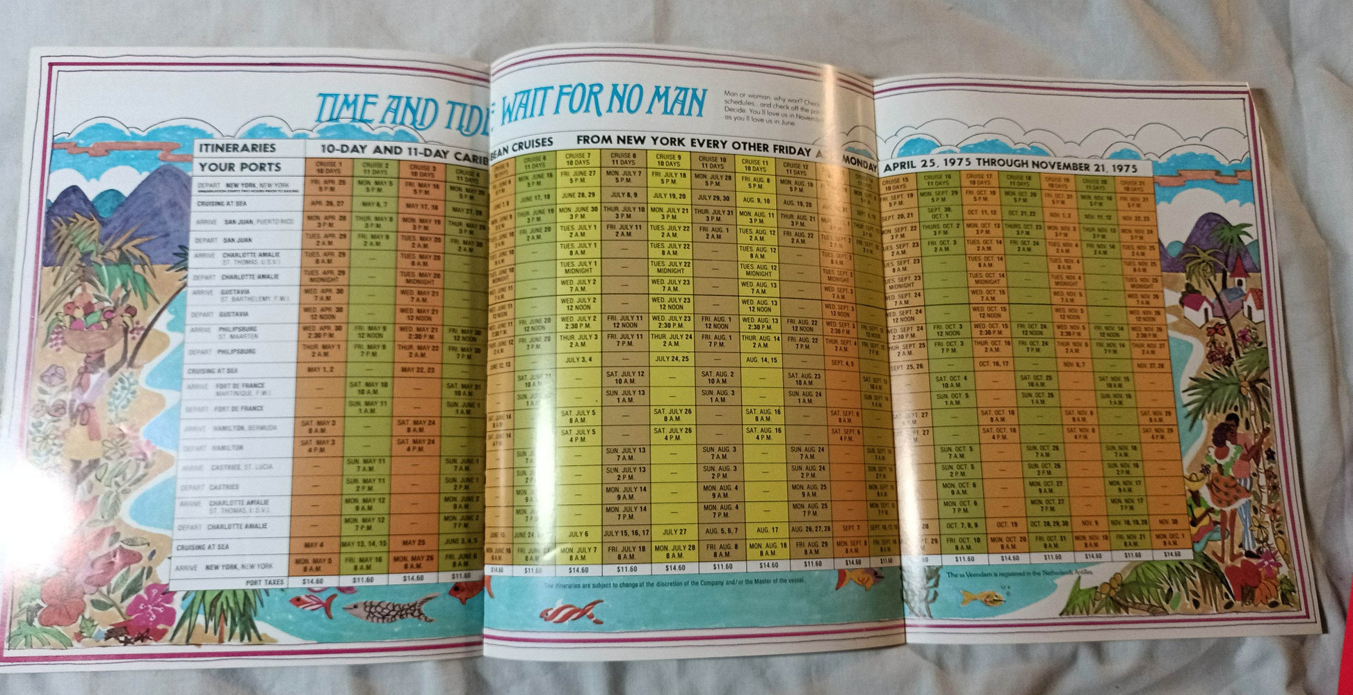 Holland America Cruises ss Veendam 1975 Caribbean Cruises from New York Brochure - Tuliptuff