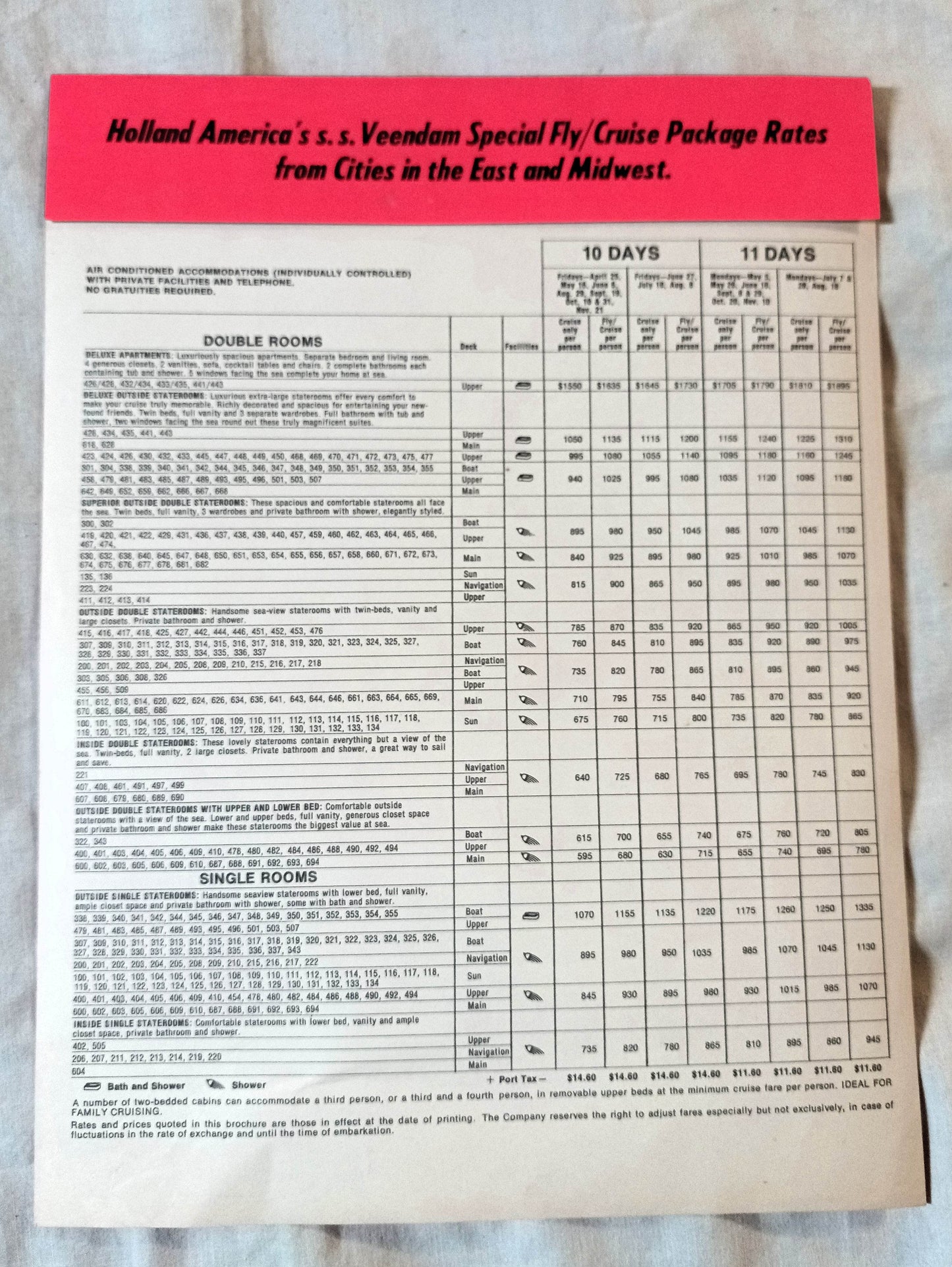 Holland America Cruises ss Veendam 1975 Caribbean Cruises from New York Brochure - Tuliptuff