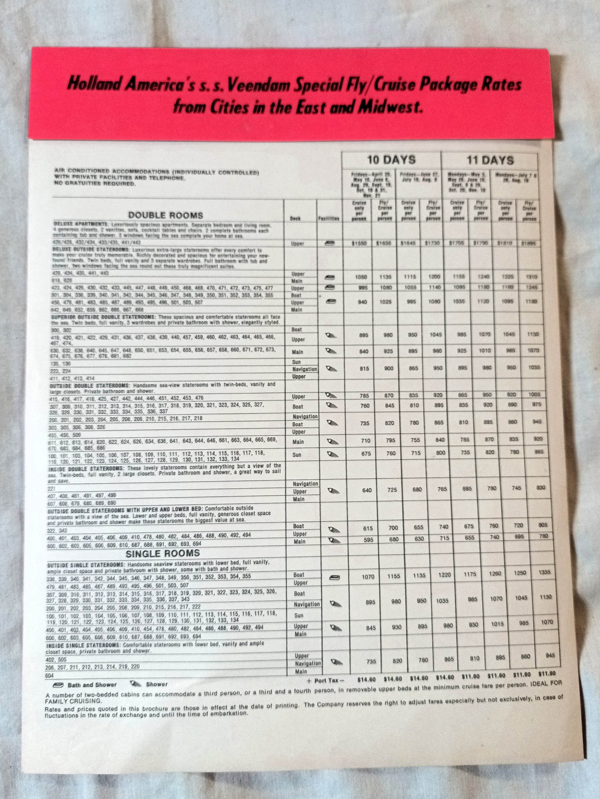 Holland America Cruises ss Veendam 1975 Caribbean Cruises from New York Brochure - Tuliptuff