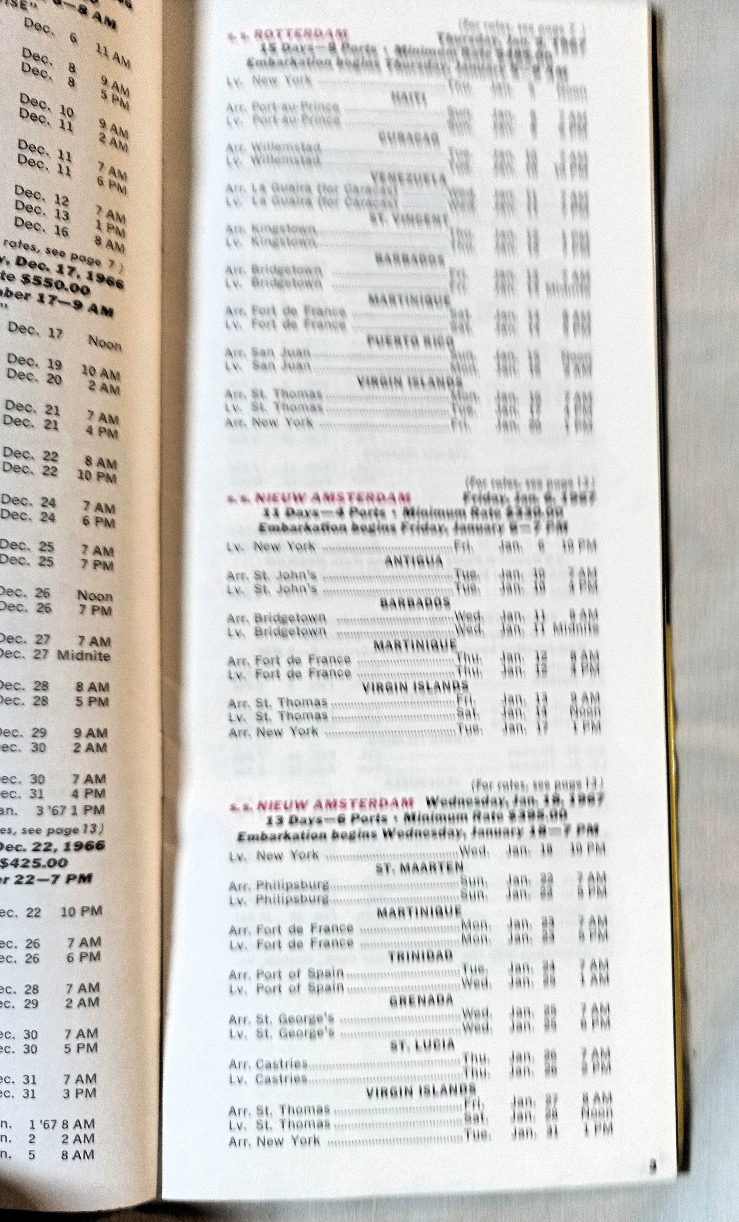 Holland America Fall/Winter 1966-67 West Indies Cruises Brochure - TulipStuff