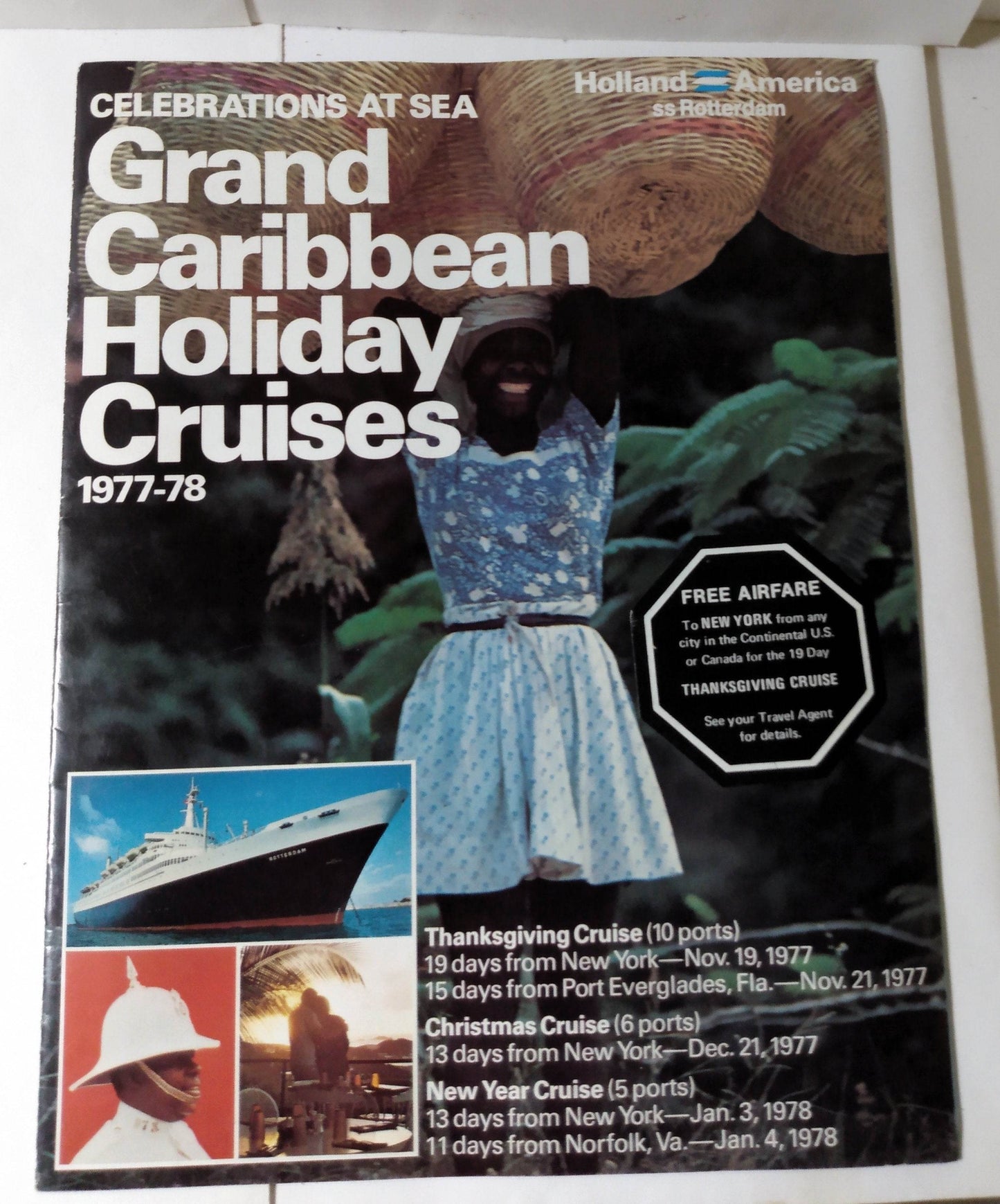 Holland America ss Rotterdam 1977-78 Caribbean Holday Cruises Brochure - TulipStuff