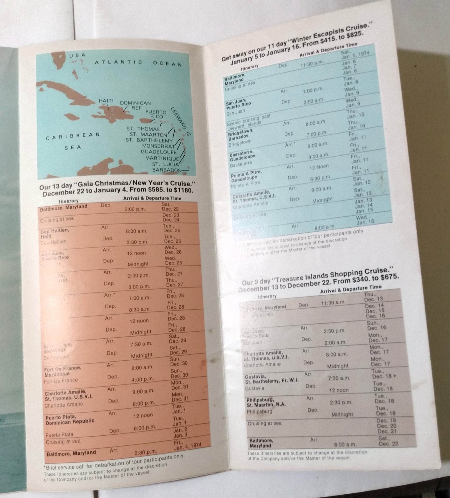 Holland America ss Veendam 1973-74 Baltimore Cruises Intro Brochure - TulipStuff