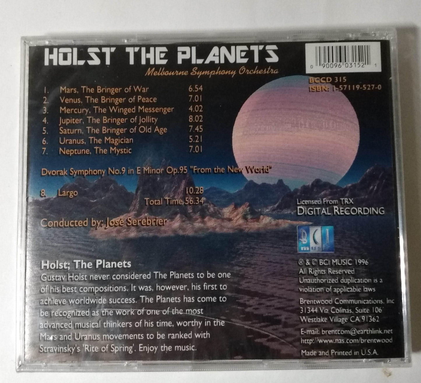 Gustav Holst The Planets Melbourne Symphony Orchestra Serebrier Album CD 1996 - TulipStuff