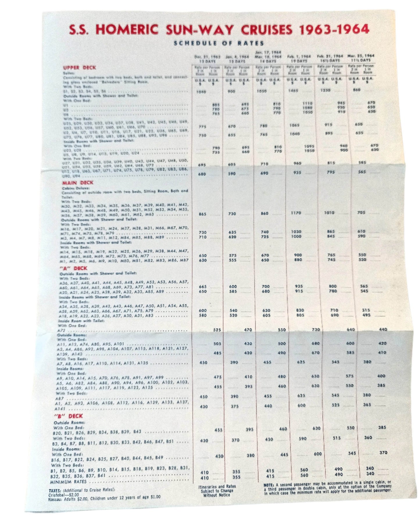 Home Lines ss Homeric 1963-64 Sun-Way West Indies Cruises Brochure - TulipStuff
