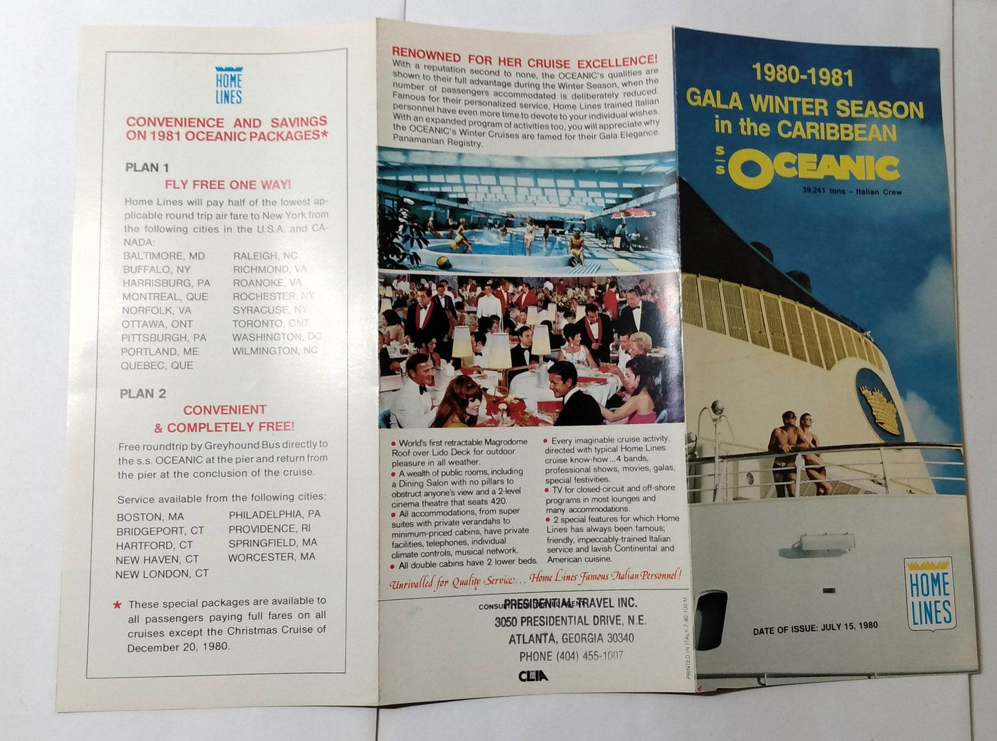 Home Lines ss Oceanic Winter 1980-81 Caribbean Cruises Brochure - TulipStuff