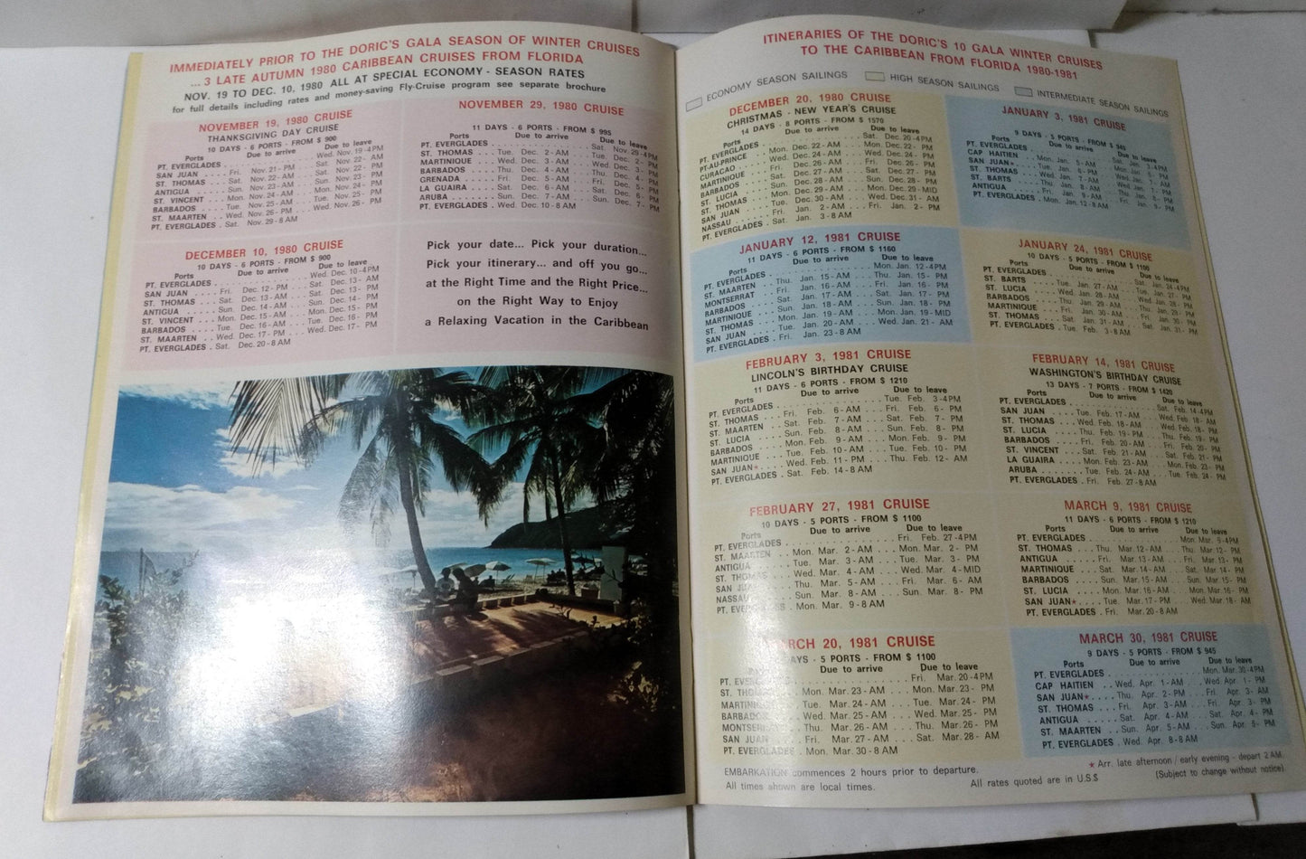 Home Lines ss Doric 1980-81 Gala Cruises Florida Caribbean Brochure - TulipStuff