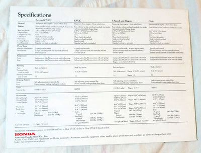 Honda 1977 US Full Line Dealer Sales Brochure Accord Civic CVCC - TulipStuff