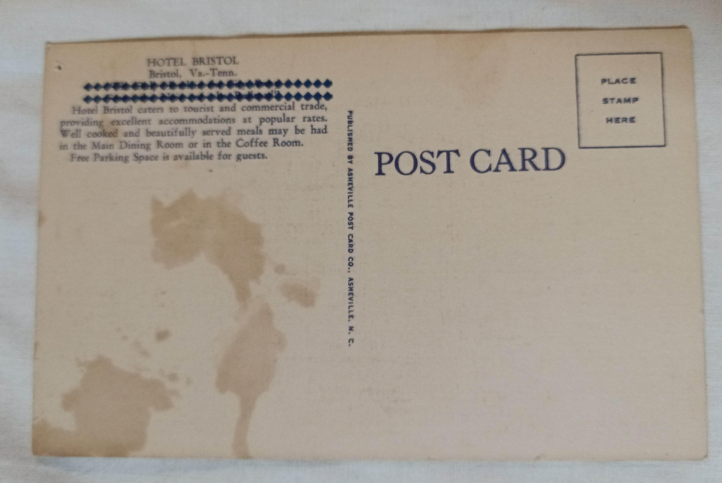 Hotel Bristol Cumberland/Moore St Bristol Virginia Linen Postcard 1940's - TulipStuff