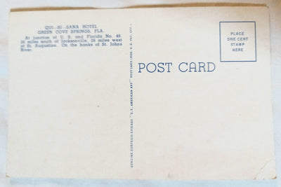 Hotel Qui-Si-Sana Green Cove Springs Florida Postcard 1939 - TulipStuff