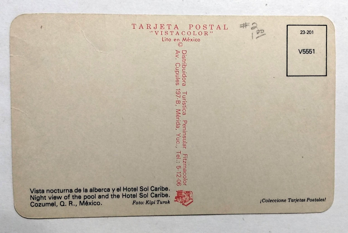 Hotel Sol Caribe Night View Of Pool Cozumel Mexico 1970's Postcard - TulipStuff