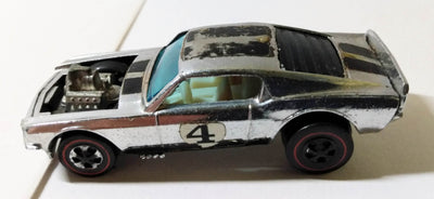 Hot Wheels Redline Club Car Ford Mustang Boss Hoss 302 #4 Chrome 1970 - TulipStuff