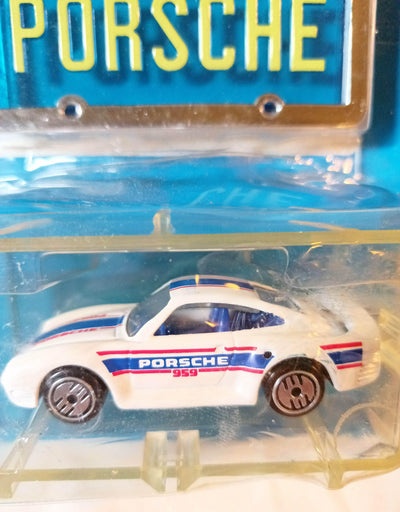 Hot Wheels Park ’n Plates Porsche 959 Blue Interior Clear Windows UH 1989 - TulipStuff