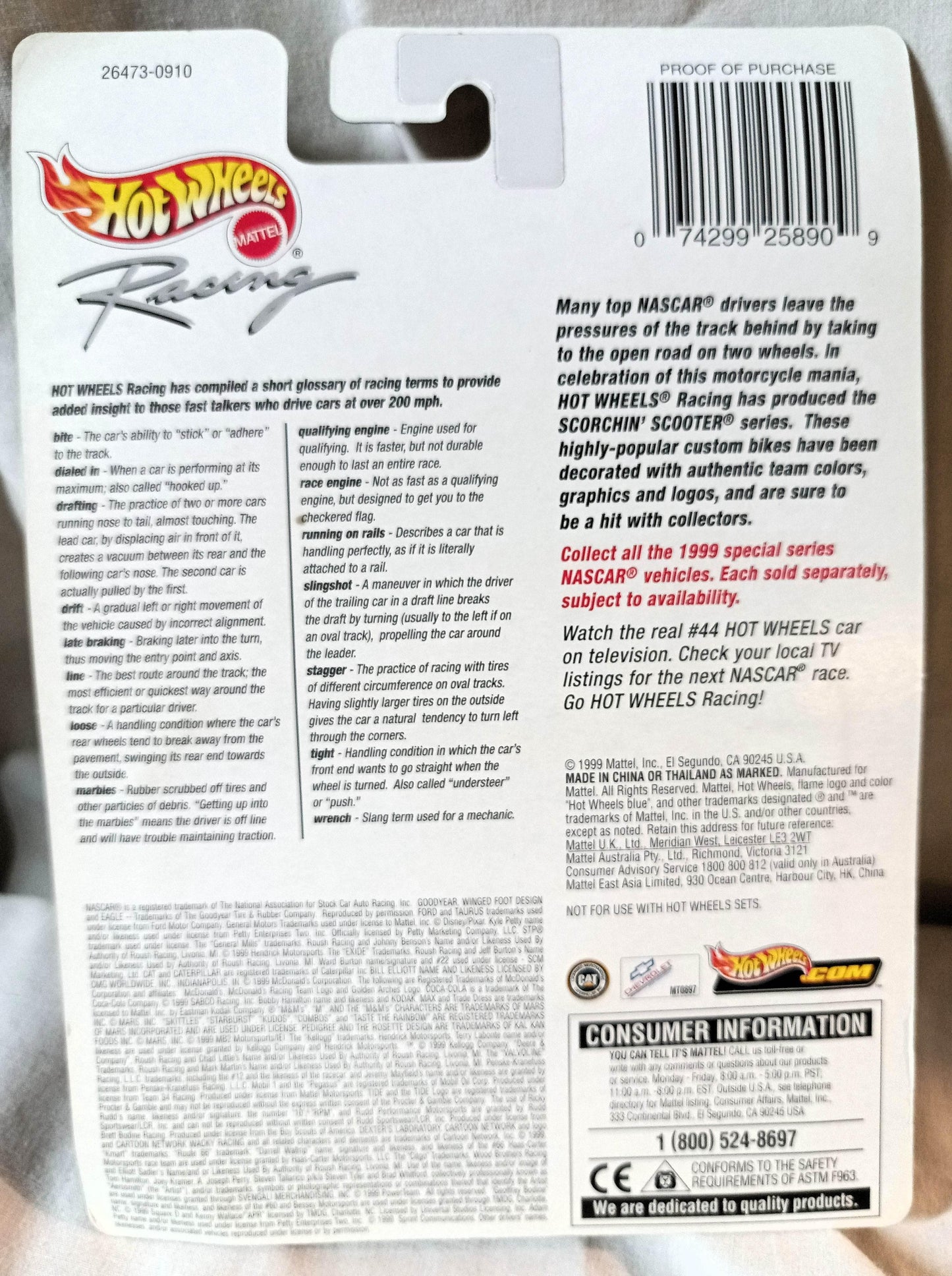 Hot Wheels Racing Deluxe Scorchin Scooter Kenny Wallace Square D 1999 - TulipStuff