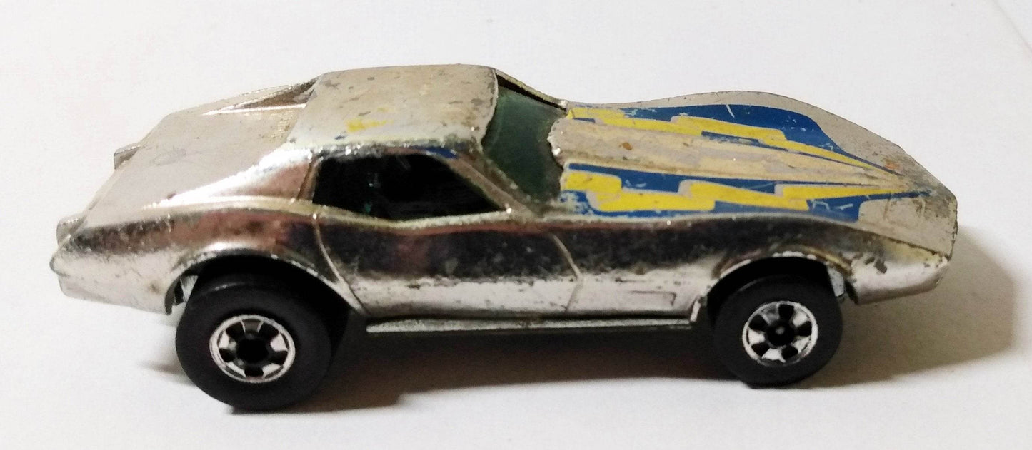 Hot Wheels 9206 Super Chromes Corvette Stingray Hong Kong 1977 bw - TulipStuff