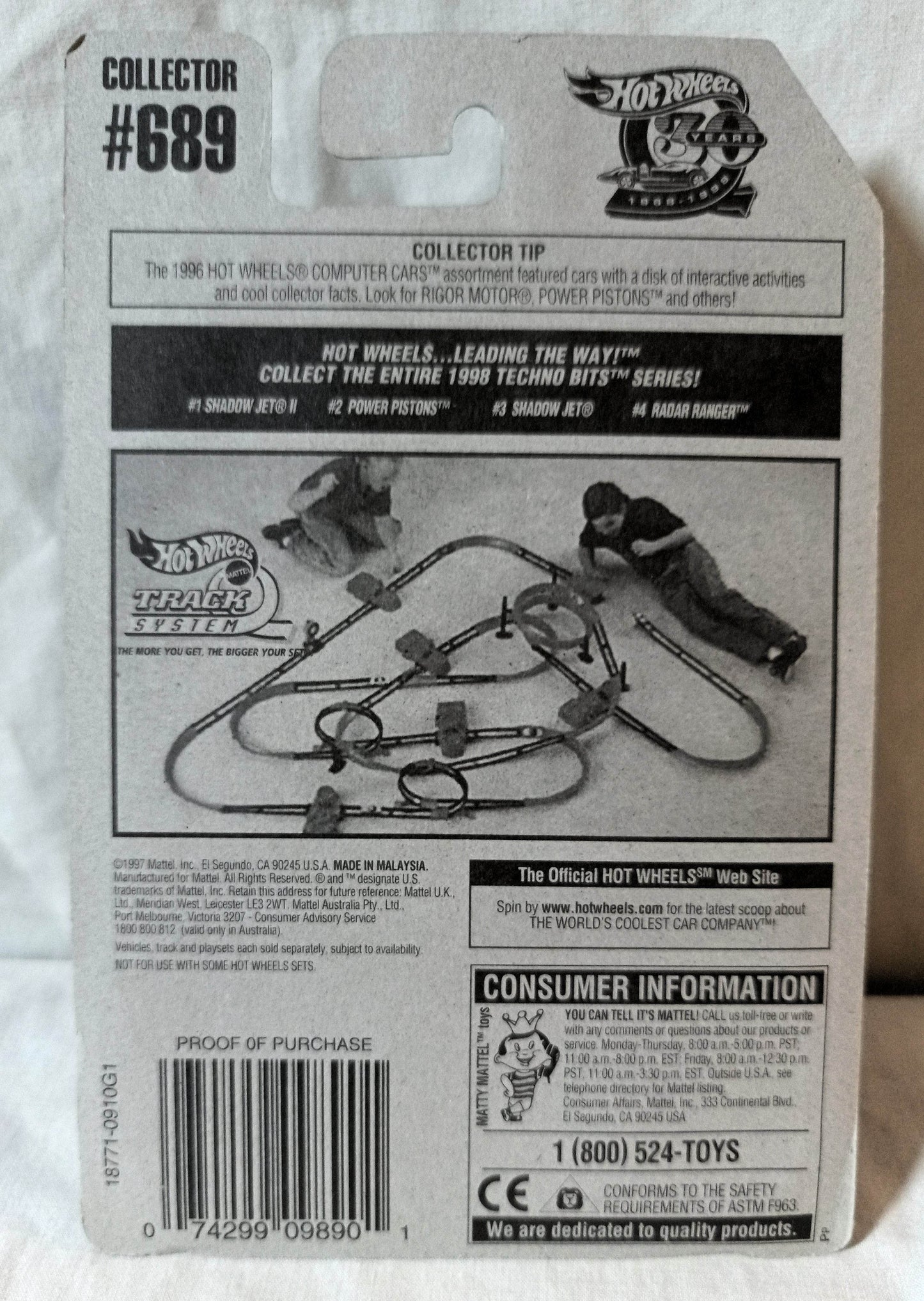 Hot Wheels Techno Bits Series Shadow Jet II Collector #689 1997 - TulipStuff