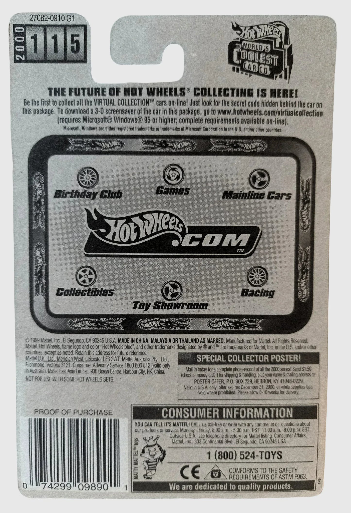 Hot Wheels Virtual Collection Way 2 Fast 2000 Collector #115 Thailand - TulipStuff