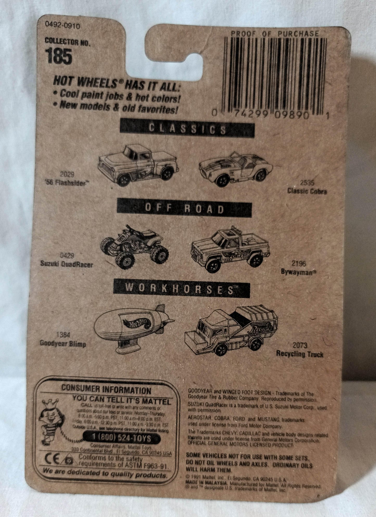 Hot Wheels Collector #185 Propper Chopper Police Helicopter 1992 - TulipStuff