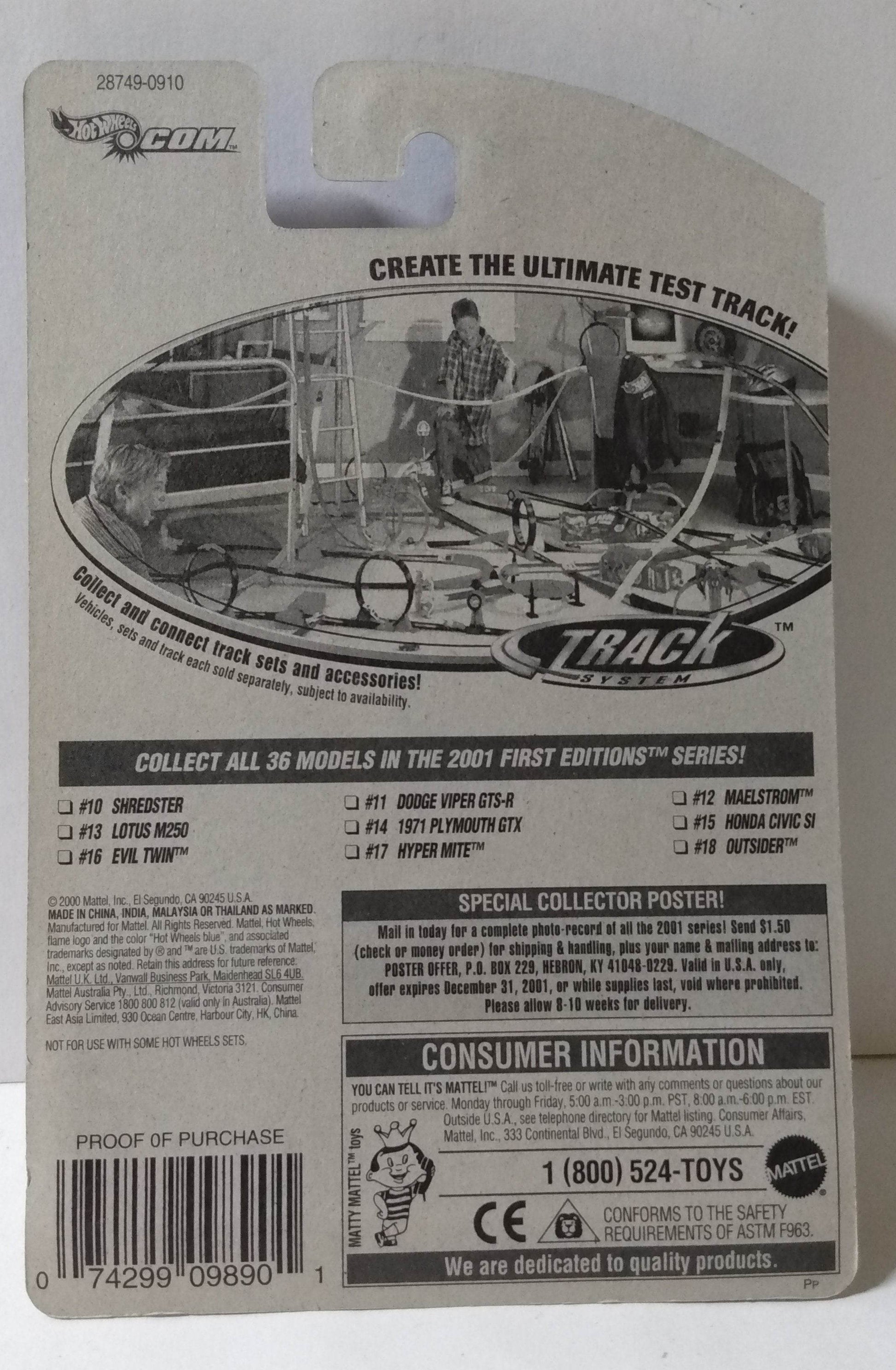 Hot Wheels 2001 First Editions Shredster Concept Car Collector #022 - TulipStuff