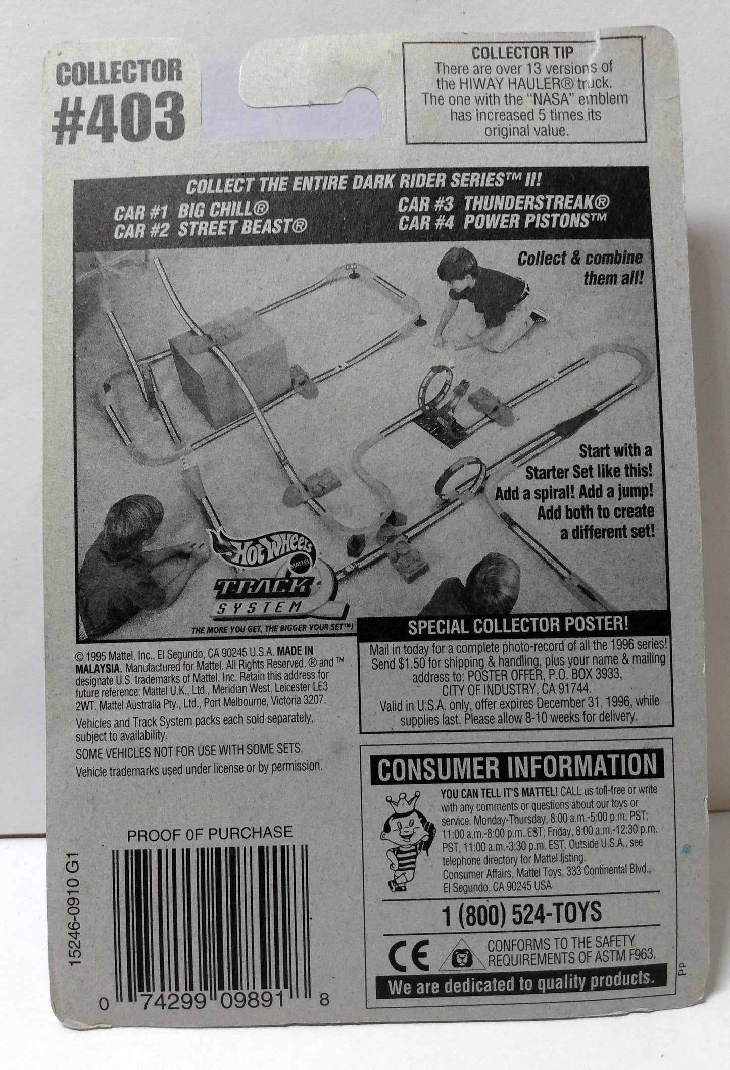 Hot Wheels Collector #403 Dark Rider Series II Power Pistons 1996 - TulipStuff