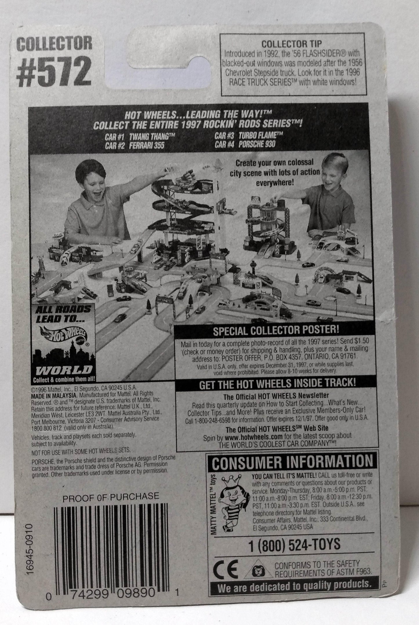 Hot Wheels Rockin Rods Series Collector #572 Porsche 930 Sports Car 1997 - TulipStuff