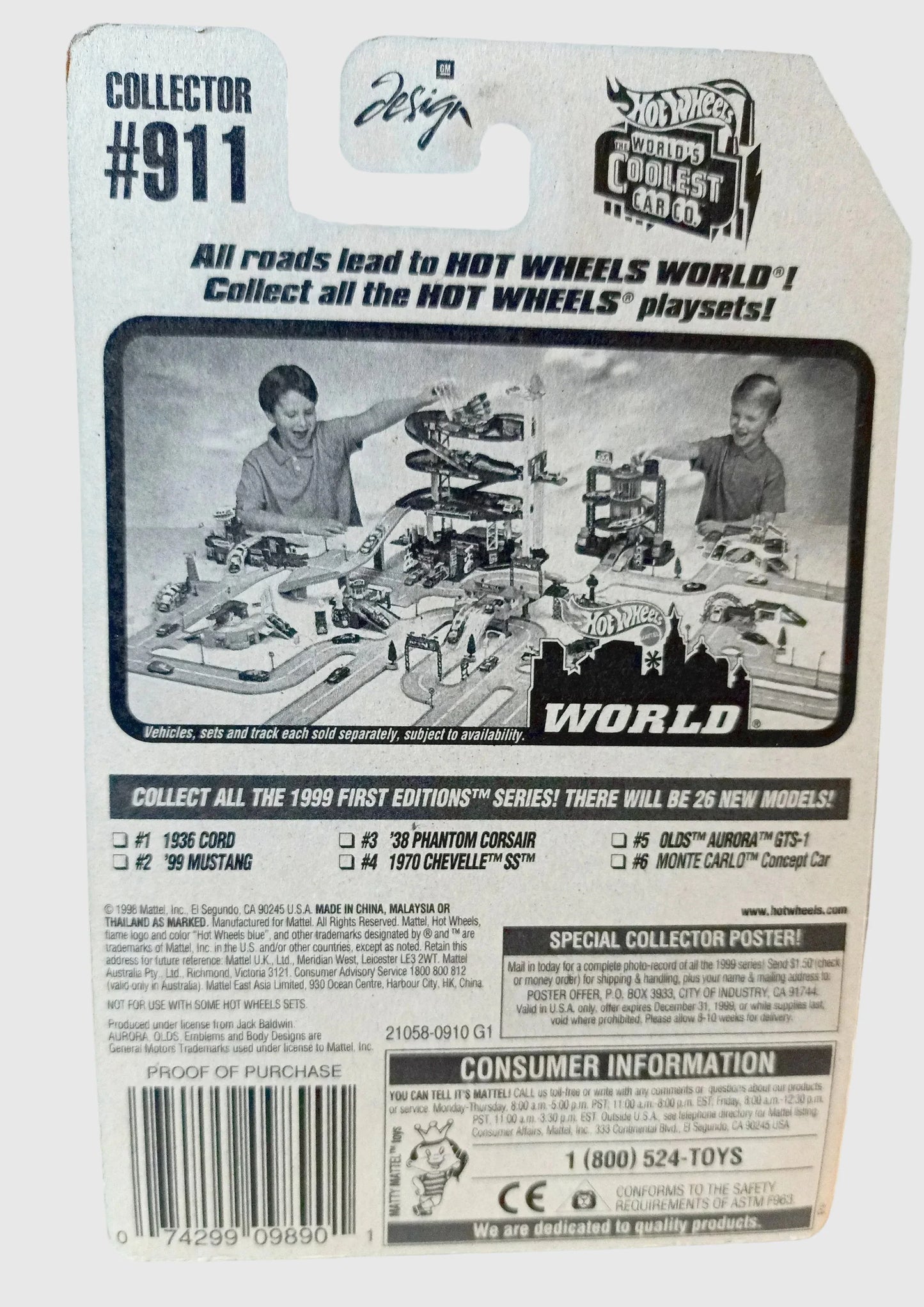 Hot Wheels 1999 First Editions Olds Aurora GTS-1 Collector #911 - TulipStuff