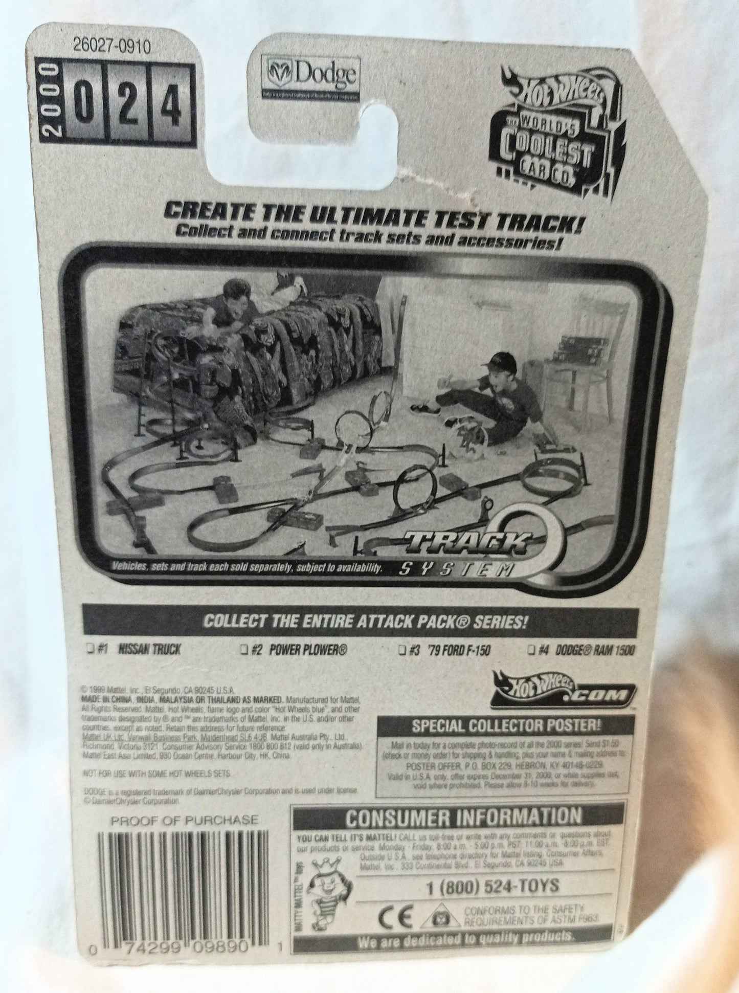 Hot Wheels Attack Pack Dodge Ram 1500 Pickup Truck 2000 #024 - TulipStuff