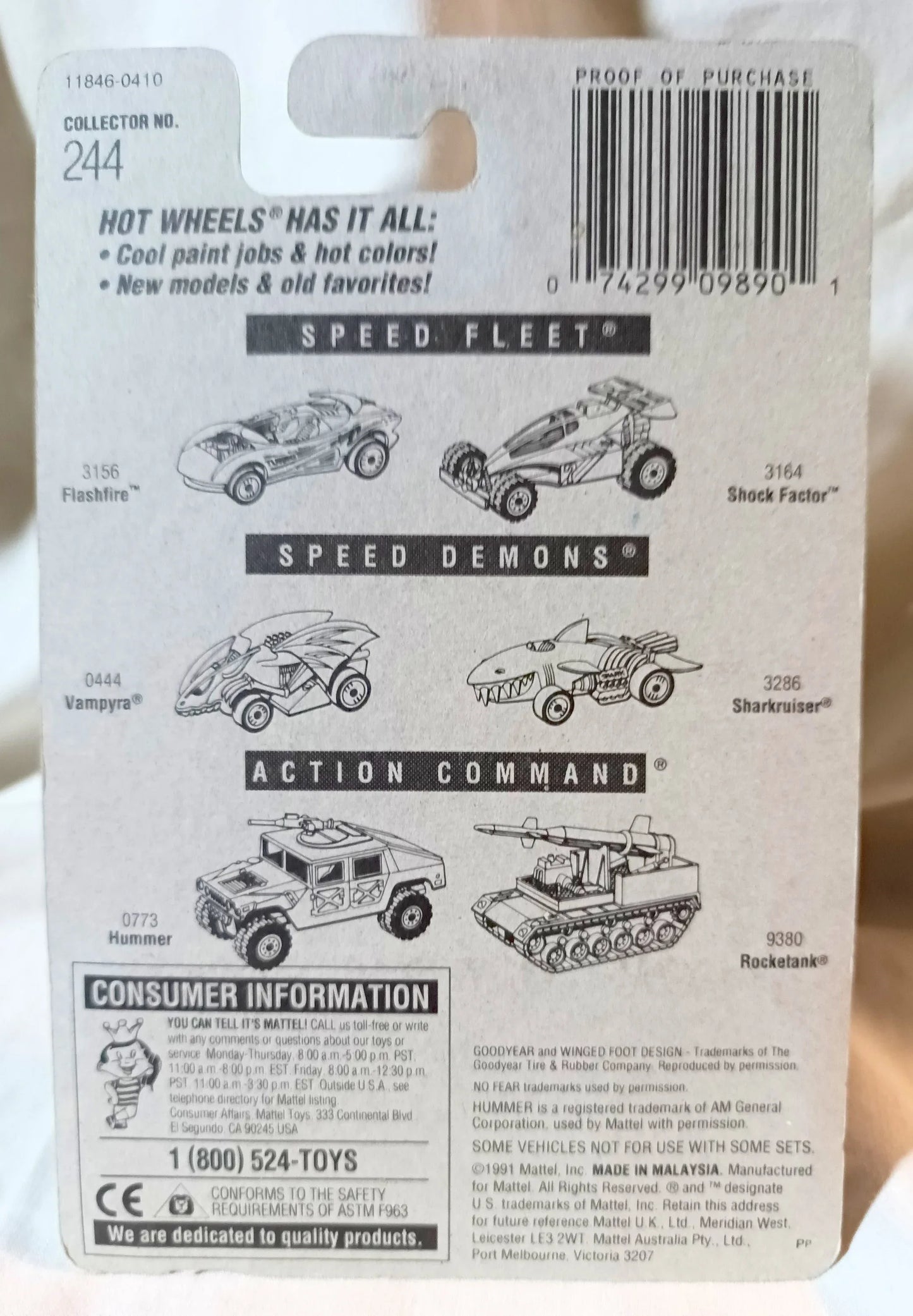 Hot Wheels Collector #244 No Fear Race Car Indy Racer sp7 1996 - TulipStuff