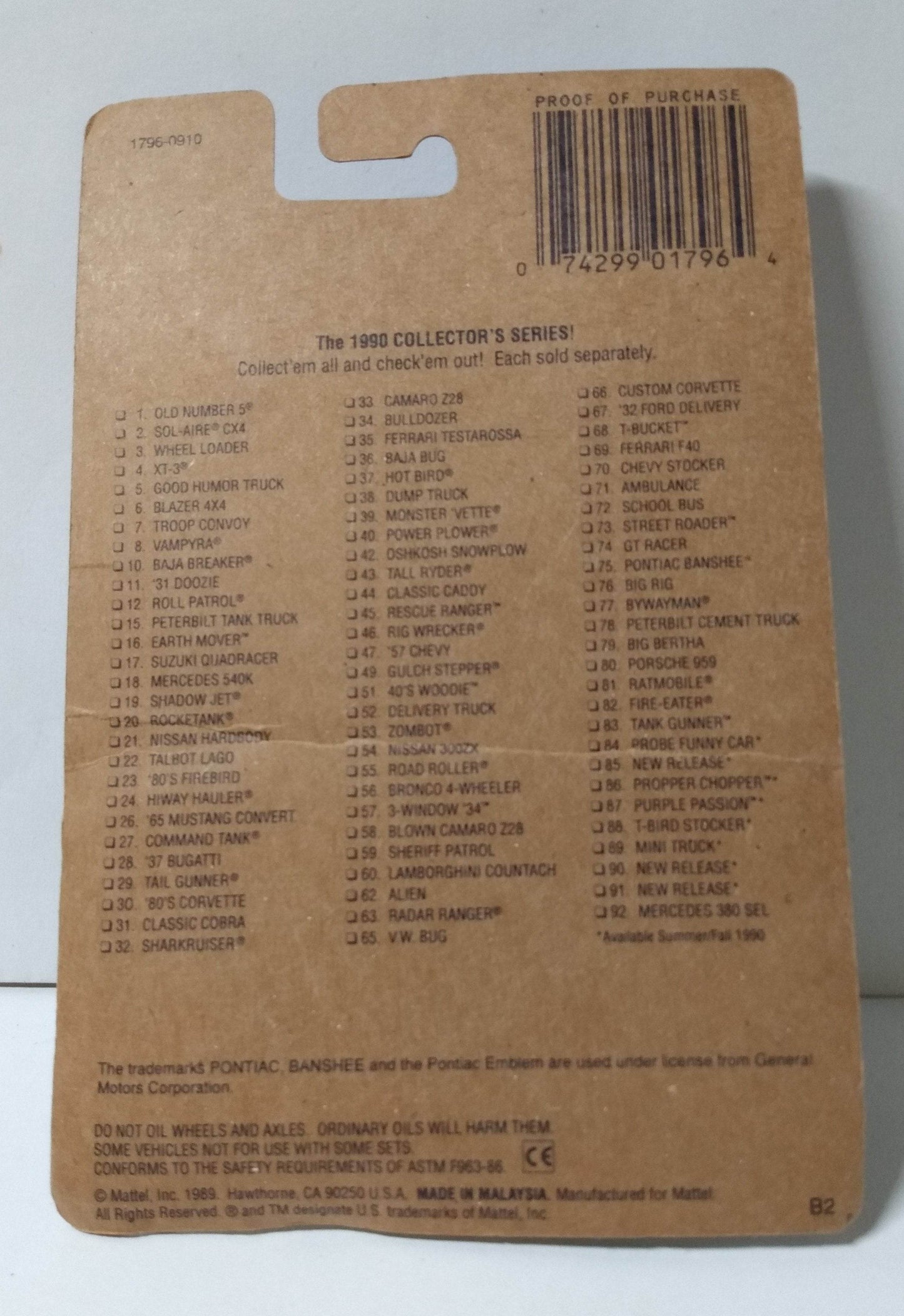 Hot Wheels Collector #75 Pontiac Banshee Diecast Metal Concept Car 1991 - TulipStuff