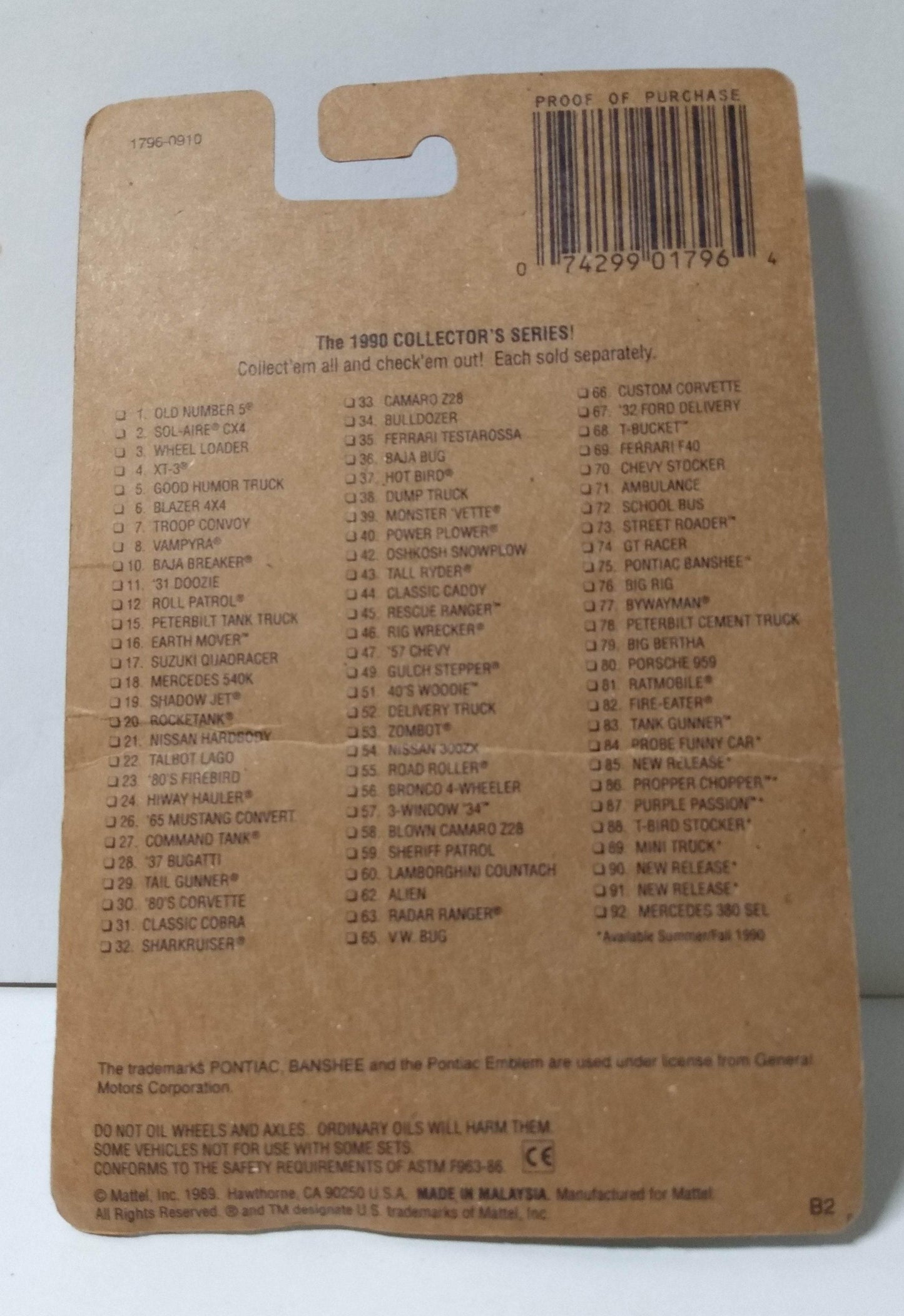 Hot Wheels Collector #75 Pontiac Banshee Diecast Metal Concept Car 1991 - TulipStuff