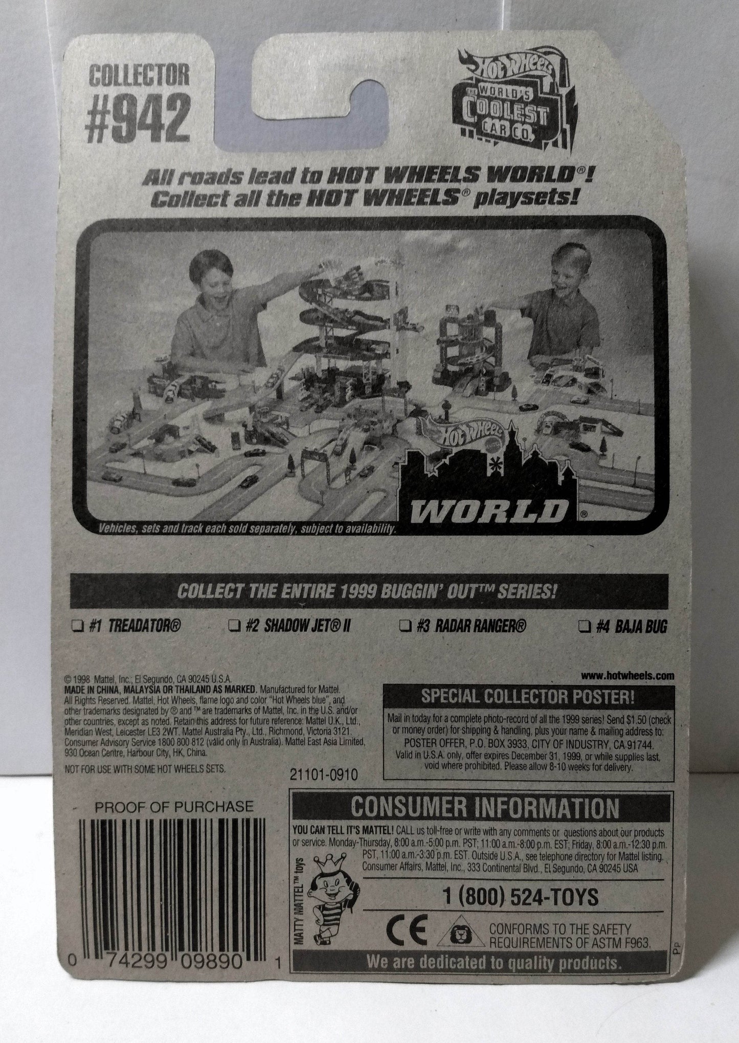 Hot Wheels Buggin' Out Series Shadow Jet II Collector #942 1998 - TulipStuff