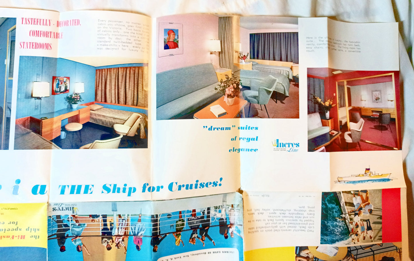 Incres Lines ms Victoria Deck Plans Cruise Brochure 1961 - TulipStuff