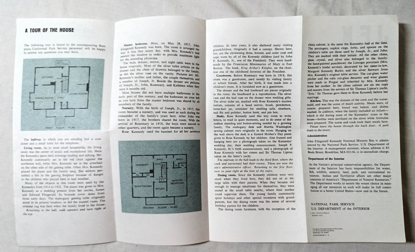John Fitzgerald Kennedy National Historic Site Brookline Brochure 1973 - TulipStuff