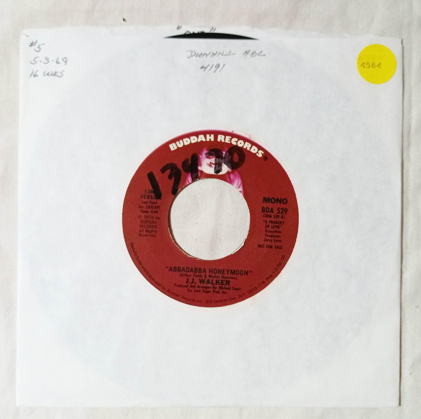 Jimmie J.J. Walker Abbadabba Honeymoon 7" Vinyl Buddah Promo 1976