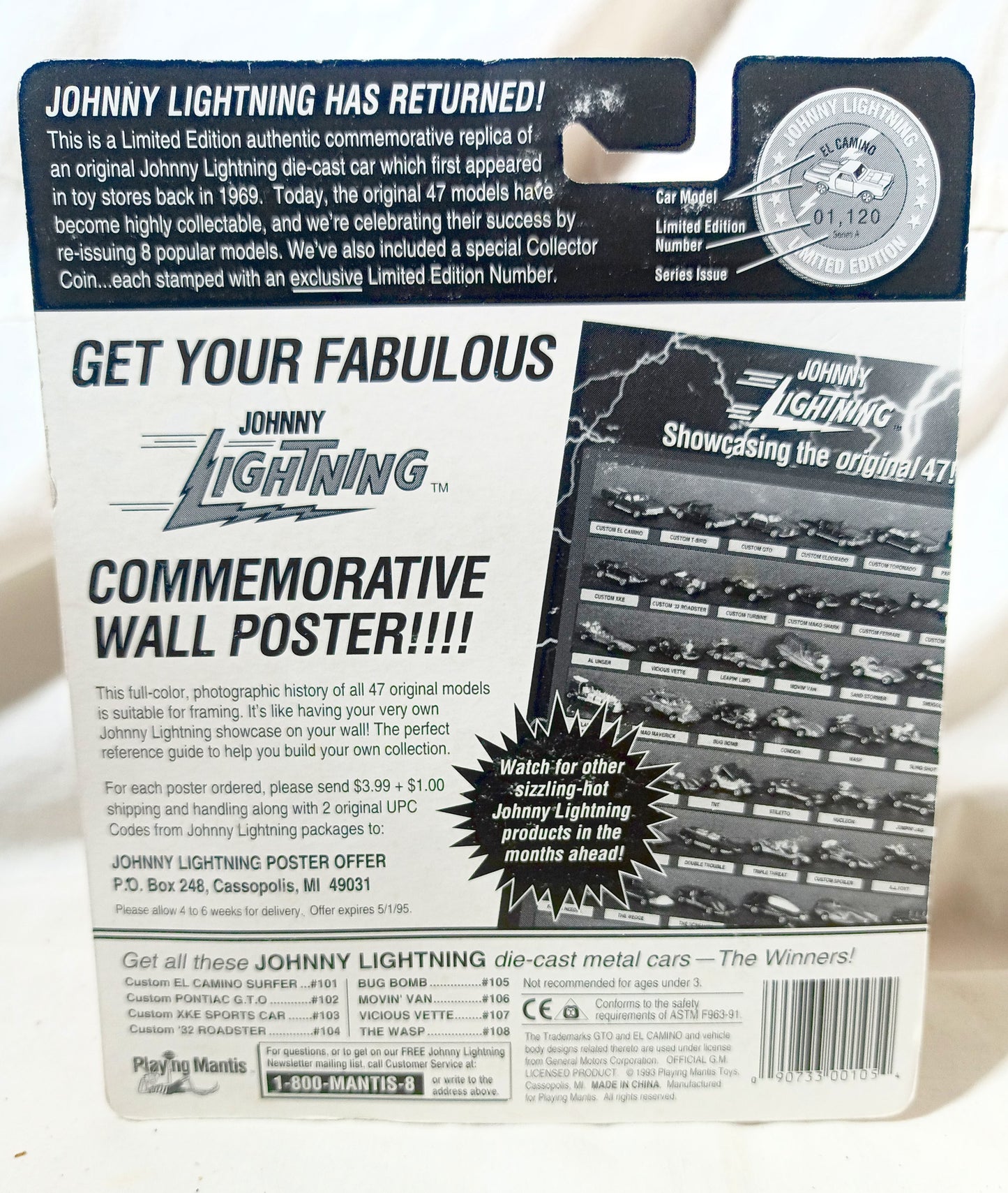 Johnny Lightning Commemorative Ltd Ed Bug Bomb 1993 Green Series A - TulipStuff